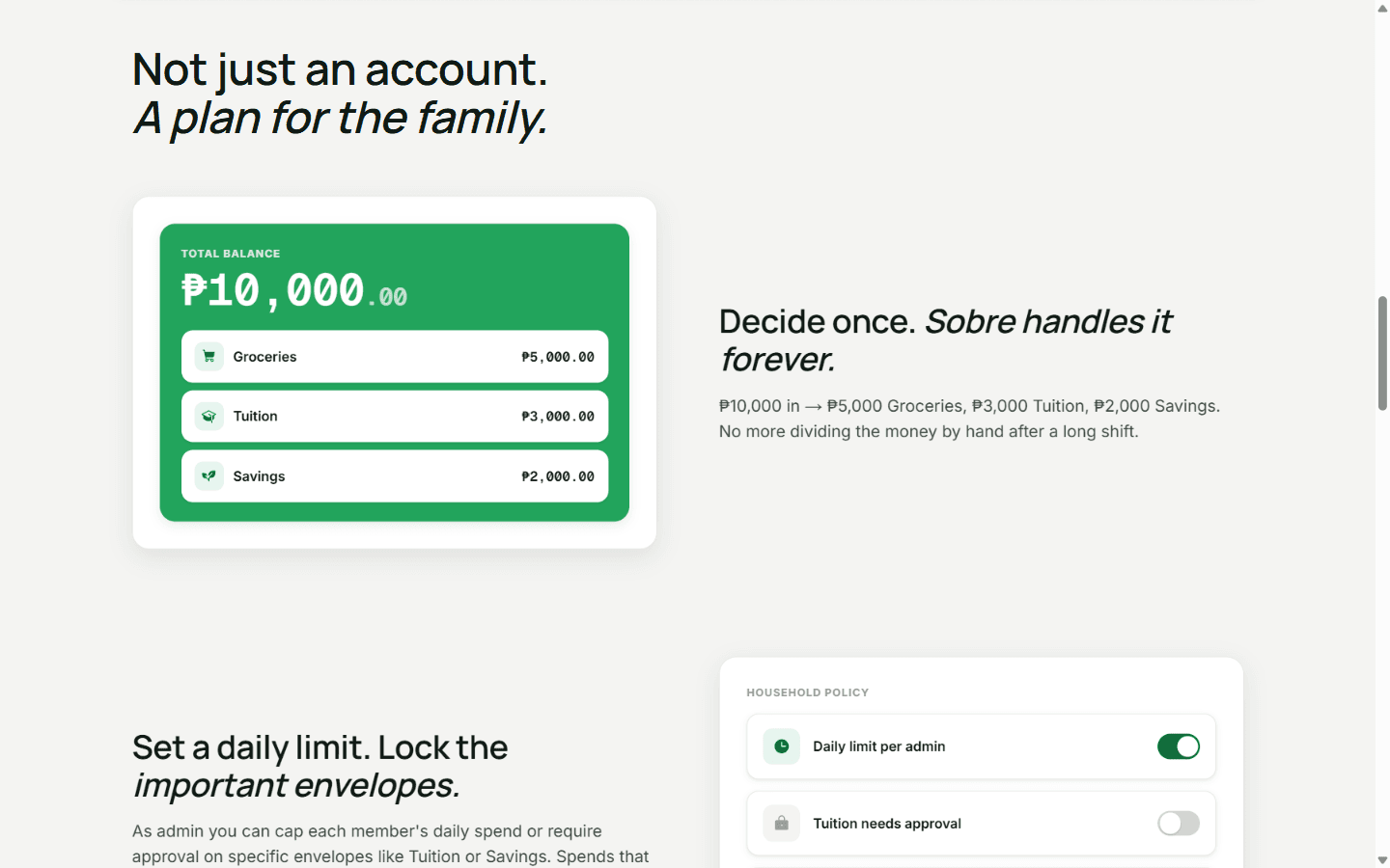 Envelope split explainer with Groceries, Tuition, and Savings