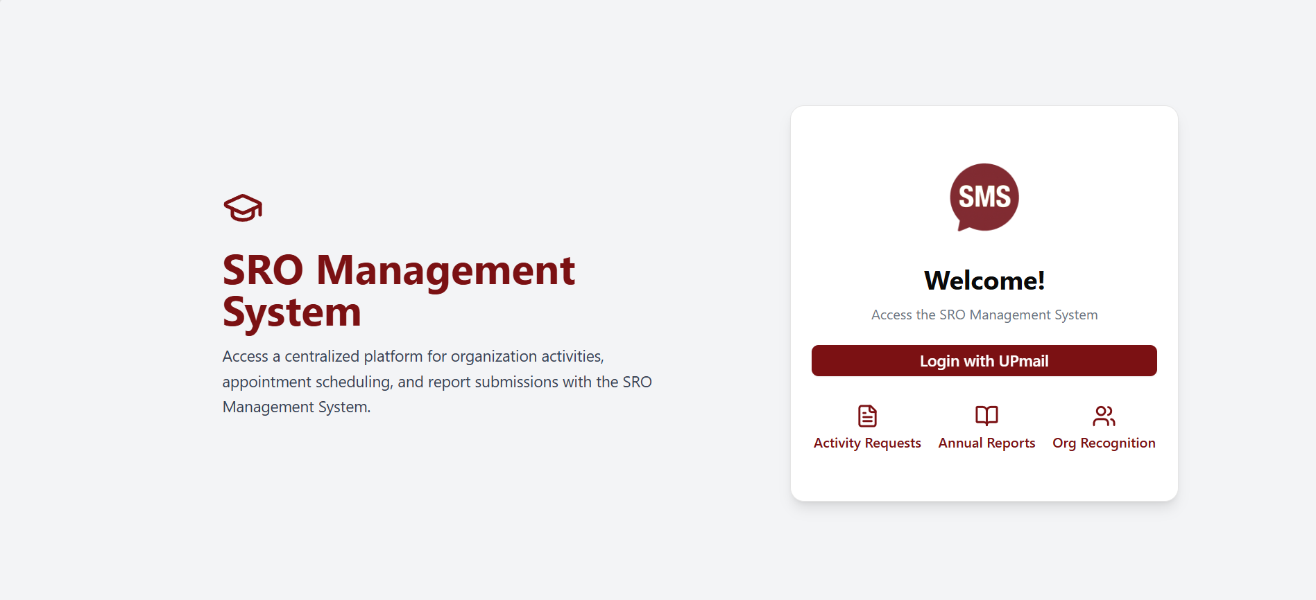 UP Baguio SRO student records dashboard